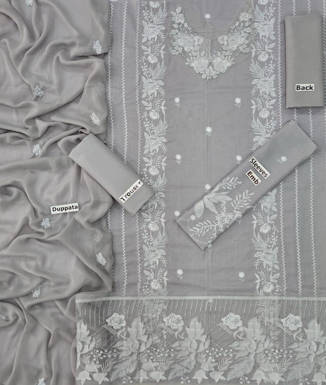 LAWN 3 PIECE | FULL HEAVY EMB UNSTICHED SUIT FOR SUMMER 2025
