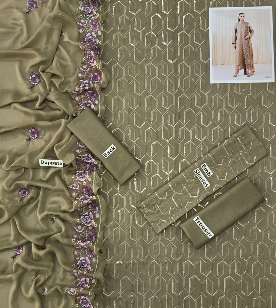 LAWN 3 PIECE | FULL HEAVY EMB UNSTICHED SUIT FOR SUMMER 2025