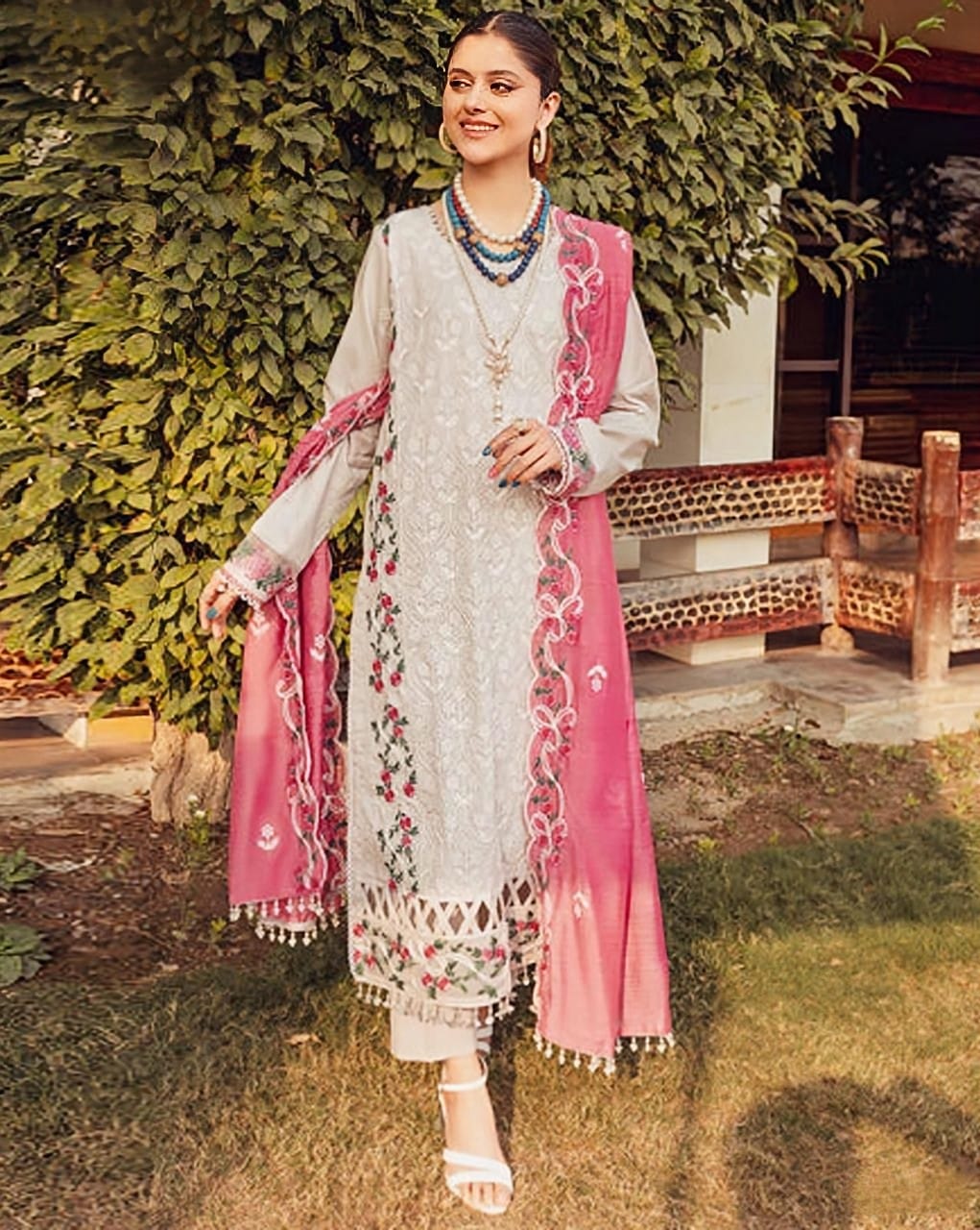 LAWN 3 PIECE | FULL HEAVY EMB UNSTICHED SUIT FOR SUMMER 2025