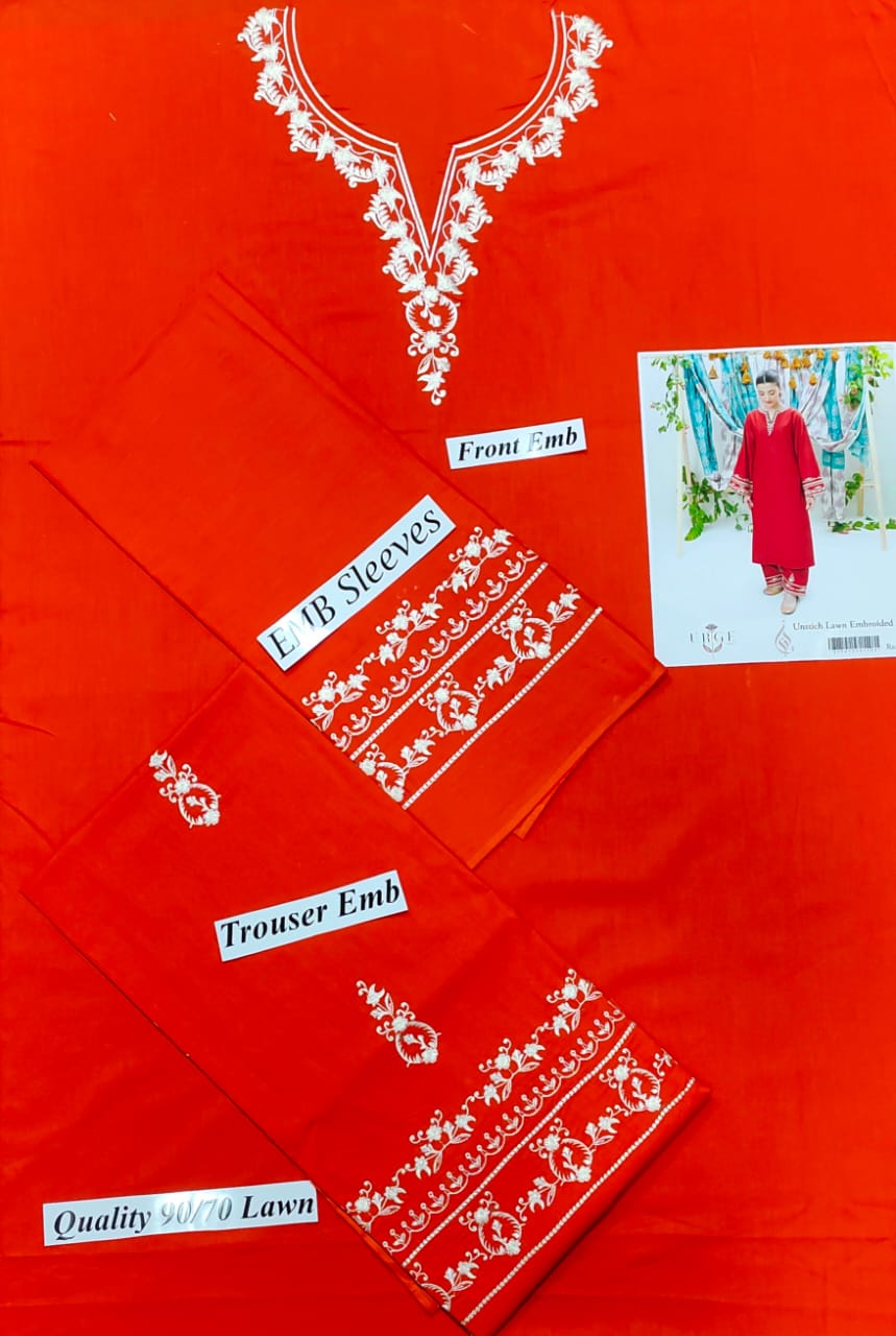 LAWN 2 PIECE | FULL HEAVY EMB UNSTICHED SUIT FOR SUMMER 2025