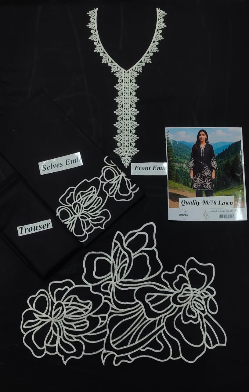 LAWN 2 PIECE | FULL HEAVY EMB UNSTICHED SUIT FOR SUMMER 2025