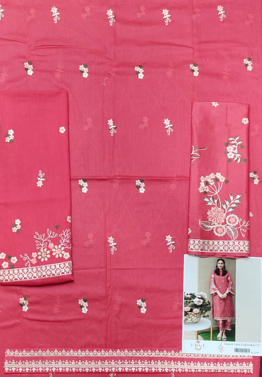 LAWN 2 PIECE | FULL HEAVY EMB UNSTICHED SUIT FOR SUMMER 2025