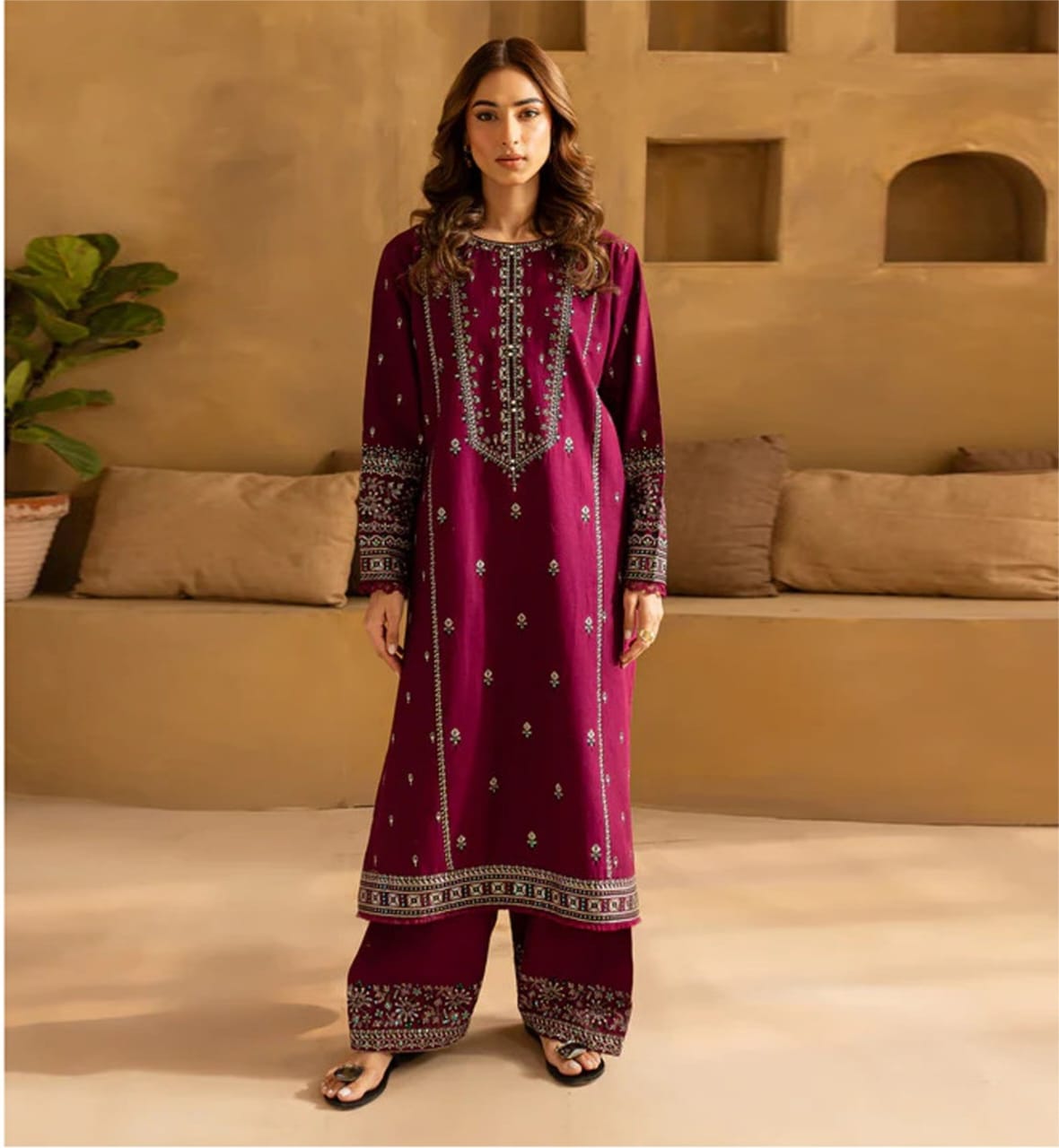 LAWN 2 PIECE | FULL HEAVY EMB UNSTICHED SUIT FOR SUMMER 2025