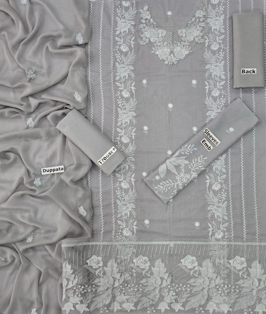 LAWN 3 PIECE | FULL HEAVY EMB UNSTICHED SUIT FOR SUMMER 2025