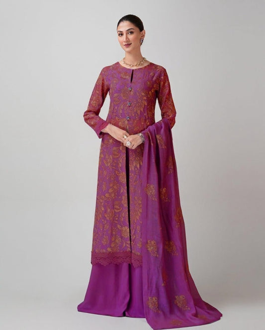 LAWN 3 PIECE | FULL HEAVY EMB UNSTICHED SUIT FOR SUMMER 2025