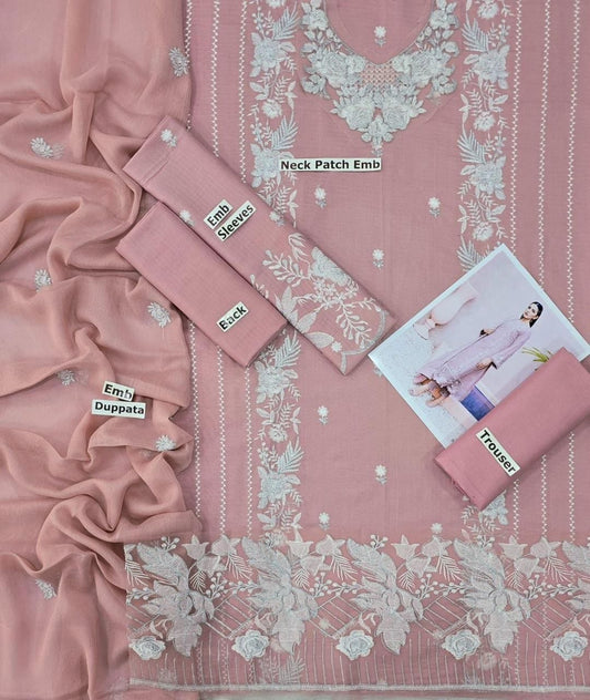 LAWN 3 PIECE | FULL HEAVY EMB UNSTICHED SUIT FOR SUMMER 2025