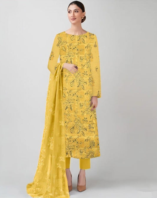 LAWN 3 PIECE | FULL HEAVY EMB UNSTICHED SUIT FOR SUMMER 2025
