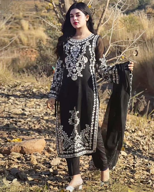 LAWN 3 PIECE | FULL HEAVY EMB UNSTICHED SUIT FOR SUMMER 2025