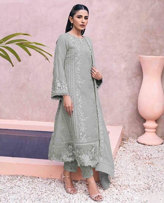 LAWN 3 PIECE | FULL HEAVY EMB UNSTICHED SUIT FOR SUMMER 2025