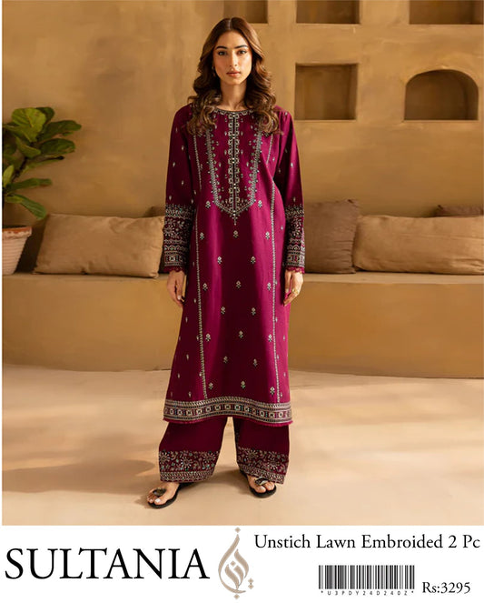 LAWN 2 PIECE | FULL HEAVY EMB UNSTICHED SUIT FOR SUMMER 2025