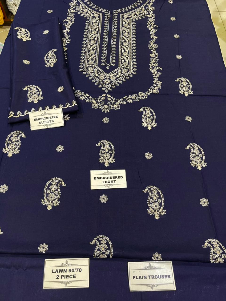 LAWN 2 PIECE | FULL HEAVY EMB UNSTICHED SUIT FOR SUMMER 2025